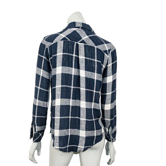 Rails Women's Button up Charlie Shirt in Navy White Plaid Check Size XS - Picture 4 of 7